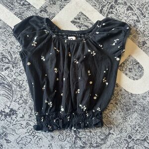 Black Floral Girl's Top